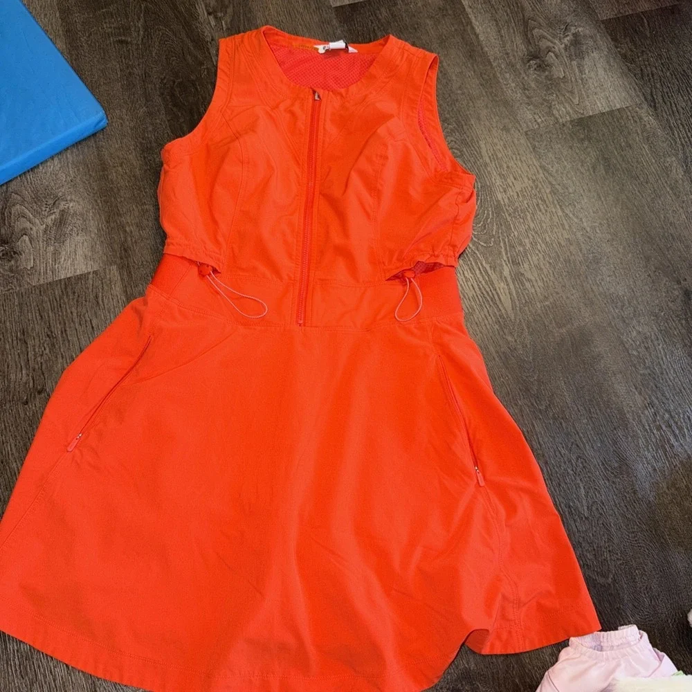 Athleta Expedition Skort Dress Size 2 P Orange Drawstring Waist Lightweight